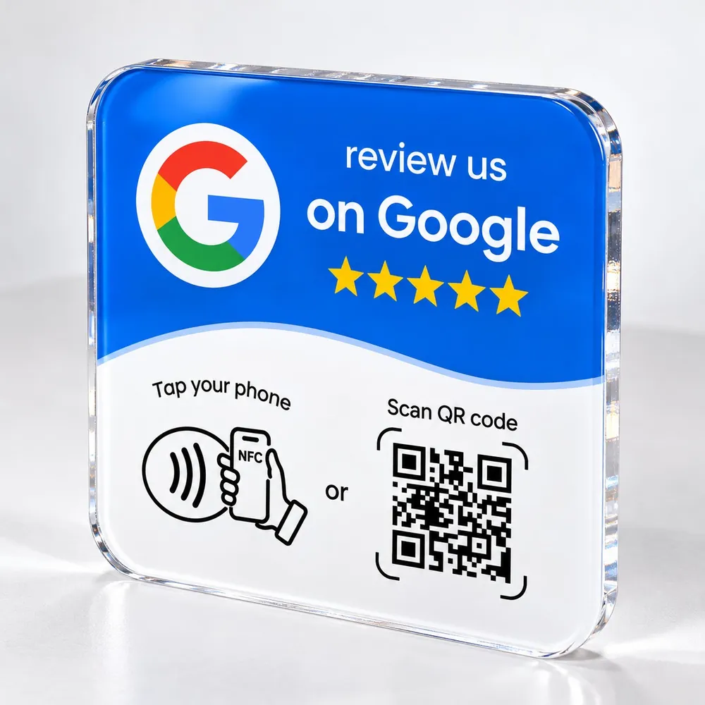 Premium Google Review QR & NFC Acrylic Stand